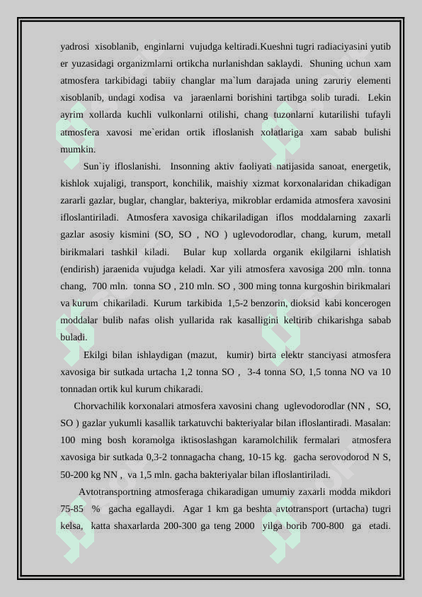 Atmosferan havosining ifloslanish muammolari 4