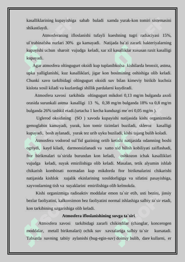 Atmosferan havosining ifloslanish muammolari 7