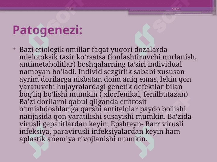 Fankoni kasalligi   Aplastik anemiya 6