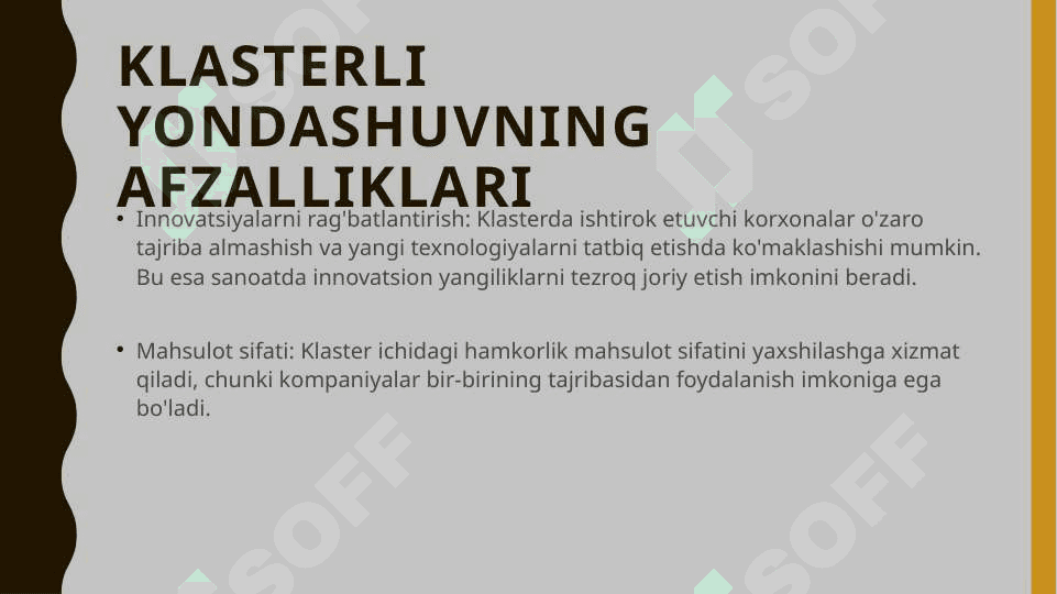 Qurilish materiallari sanoati innovatsion faoliyatida klasterli yondashuv ahamiyati. O'zQurilishMateriallari misolida, raqamlarda tahlil asosida 4