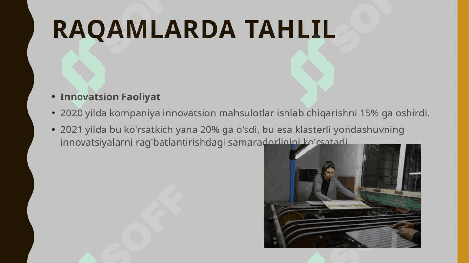 Qurilish materiallari sanoati innovatsion faoliyatida klasterli yondashuv ahamiyati. O'zQurilishMateriallari misolida, raqamlarda tahlil asosida 7