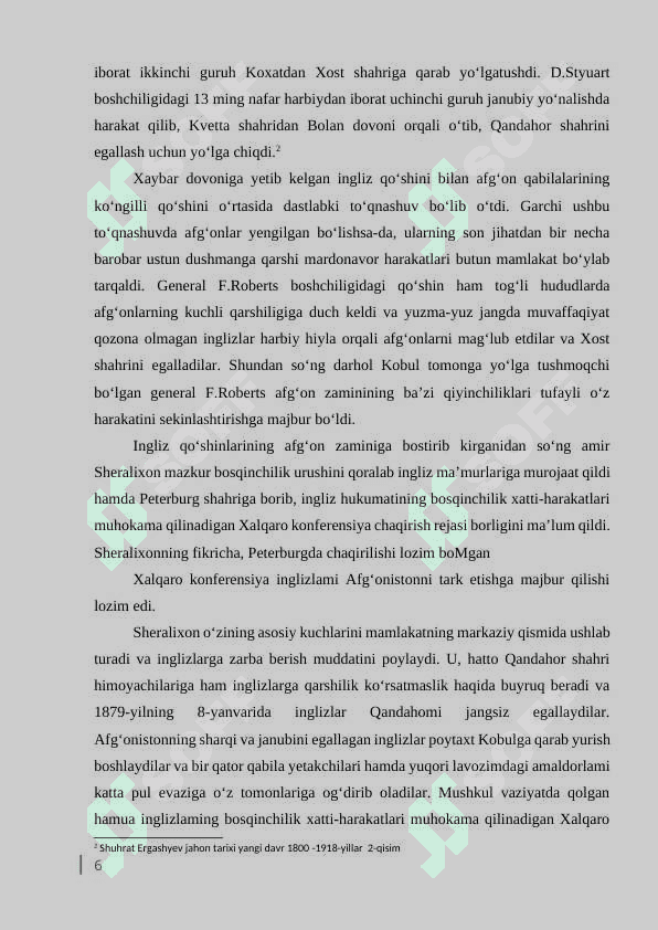 XIX asr XX asrning ikkinchi yarmida Afgʻoniston 6