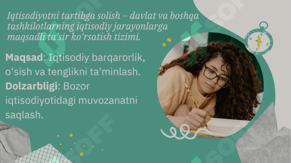 Iqtisodiyotni tartibga solishning maqsadi vazifalari va usullari 2