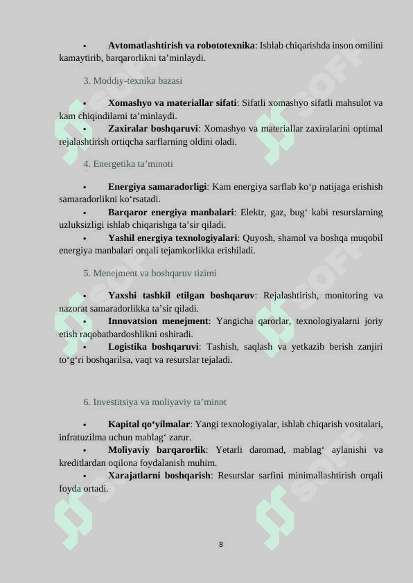 MAVZU: INDUSTRIAL TARMOQLARIDA SAMARADORLIK TUSHUNCHASI turlari MEZONLARI VA KORSATKICHLARI . Kurs ishi 8