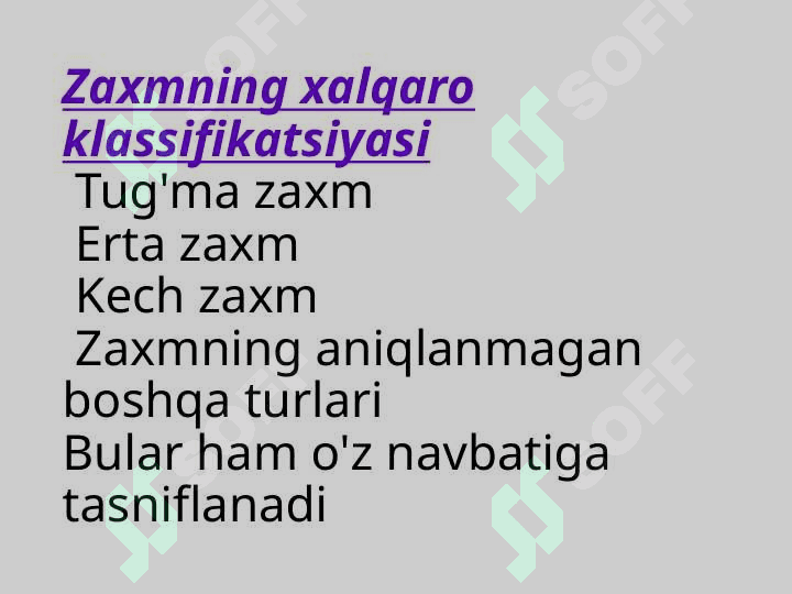 Zaxmning yomon sifatli kechishi haqida tushuncha. Patogenezi, klinik namoyonbo'lishining o'ziga xosligi 8