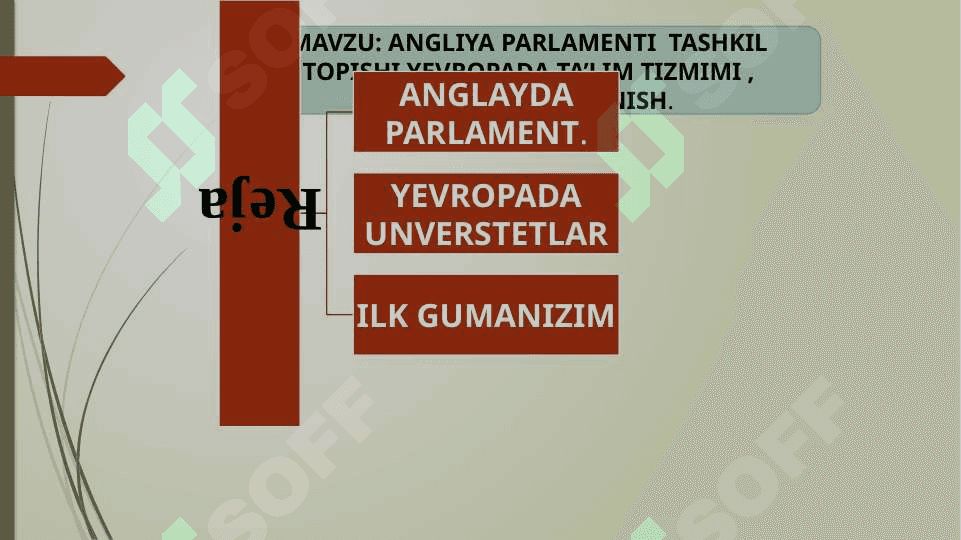 ANGLIYA PARLAMENTI  TASHKIL TOPISHI YEVROPADA TA’LIM TIZMIMI , YEVROPADA UYG’ONISH. 2