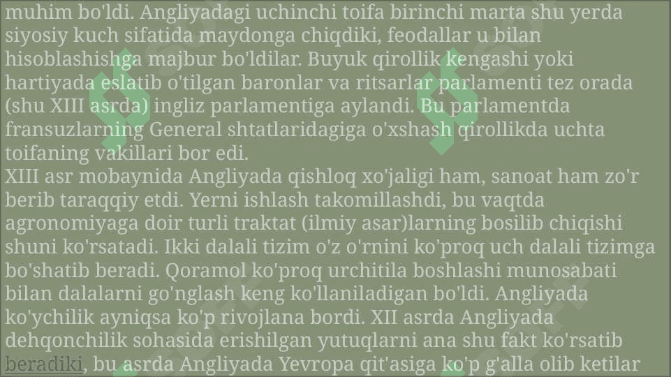 ANGLIYA PARLAMENTI  TASHKIL TOPISHI YEVROPADA TA’LIM TIZMIMI , YEVROPADA UYG’ONISH. 4