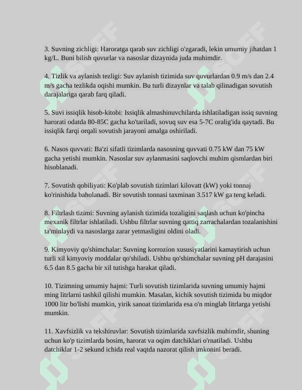 SOVUTISH JARAYONLARI UCHUN SOVUQ SUV SARFINI ANIQLASH 4