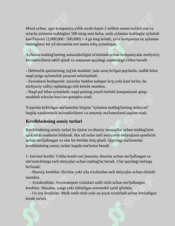 XO'JALIK YURITUVCHI SUBYEKTLAR AYLANMA MABLAG'LARINI KREDITLASH HUSUSIYATLARI 3