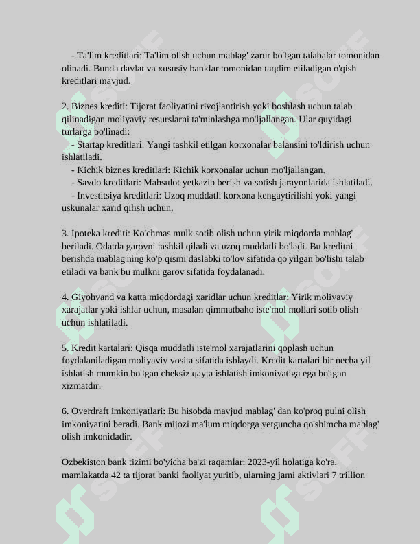 XO'JALIK YURITUVCHI SUBYEKTLAR AYLANMA MABLAG'LARINI KREDITLASH HUSUSIYATLARI 4