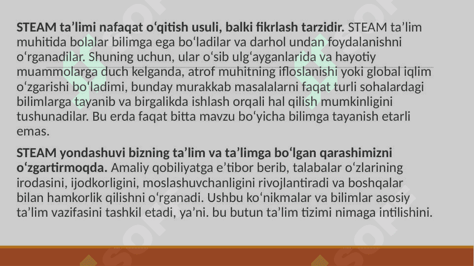 BOSHLANG‘ICH TA’LIMDA STEAM TA’LIM. O‘QUVCHILARNING BILIM, KO‘NIKMA VA MALAKALARINI TASHXIS ETISH 3