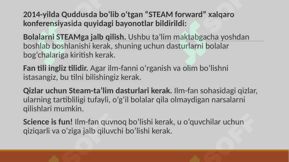 BOSHLANG‘ICH TA’LIMDA STEAM TA’LIM. O‘QUVCHILARNING BILIM, KO‘NIKMA VA MALAKALARINI TASHXIS ETISH 7