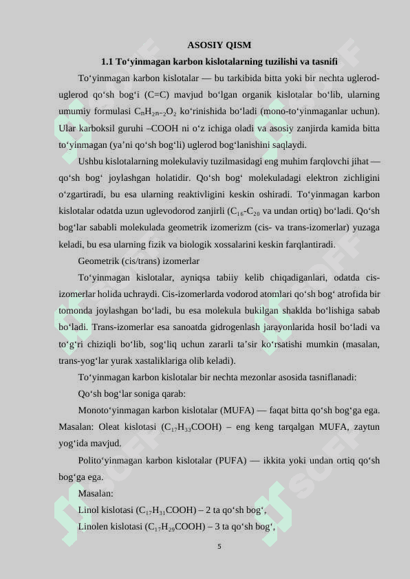 TOʻYINMAGAN KARBON KISLOTALAR, OLINISHI, TABIATDA UCHRASHI VA XOSSALARI 5