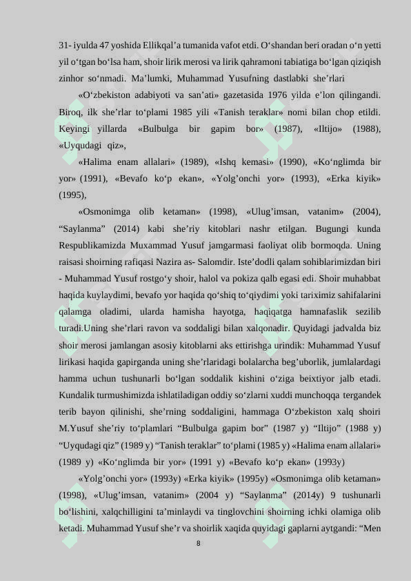 MUHAMMADYUSUF IJODI YUZASIDAN NAZM DARSLARINI TASHKIL ETISH 8