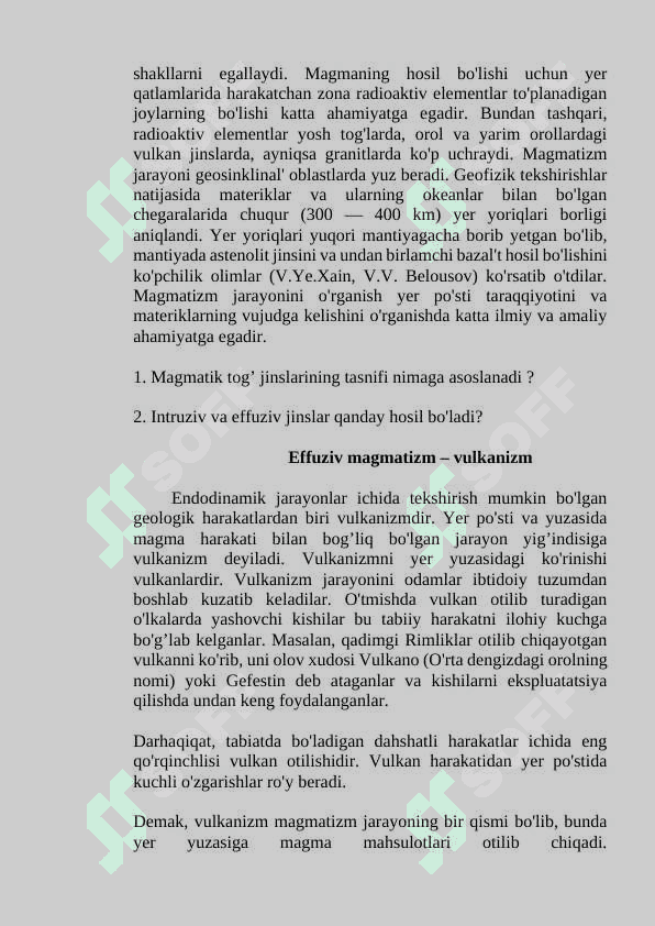Magmatik tog’ jinslari. 7