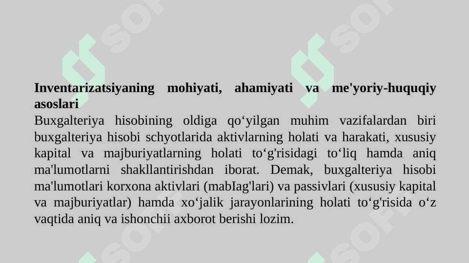 Aktivlar va majburiyatlarni inventarizatsiyasi 2