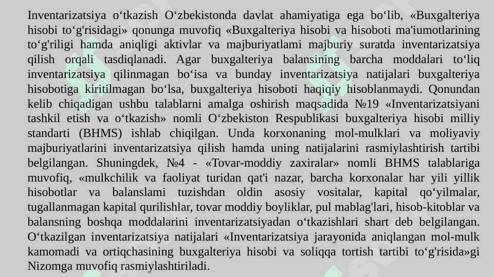 Aktivlar va majburiyatlarni inventarizatsiyasi 4