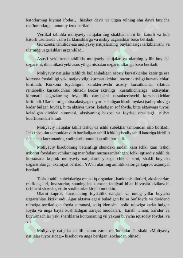 QISHLOQ XO’JALIK KORXONALARI MOLIYAVIY NATIJALARI TAHLILI kurs ishi 2
