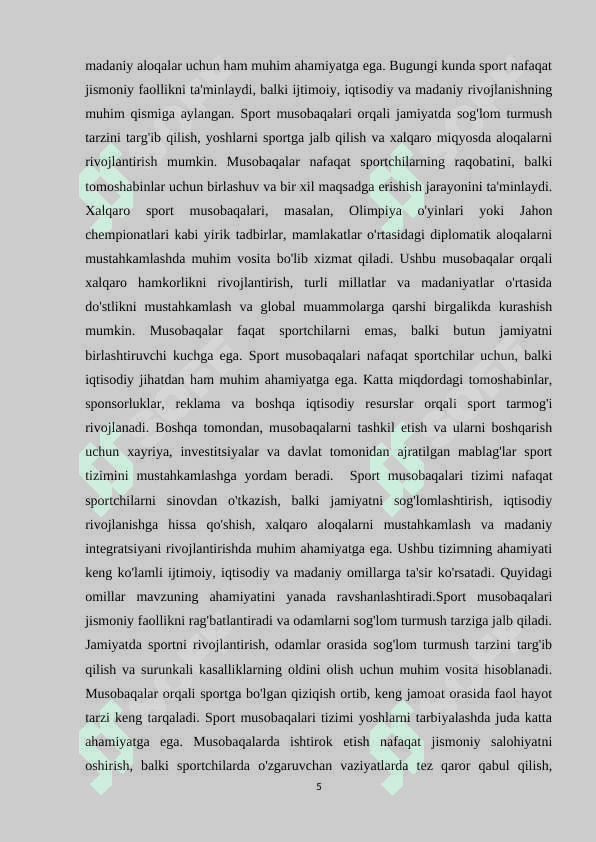 Sport musobaqalar tizimi 5