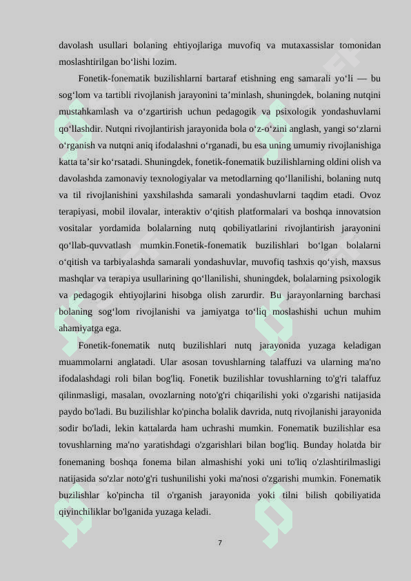 Fonetik-fonematik nutq buzilishlariga ega bo‘lgan bolalarni o‘qitish va tarbiyalash 7