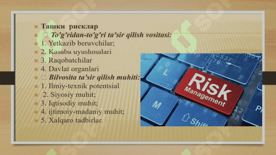MOLIYAVIY RISKLAR VA ULARNING TASNIFLANISHI 7