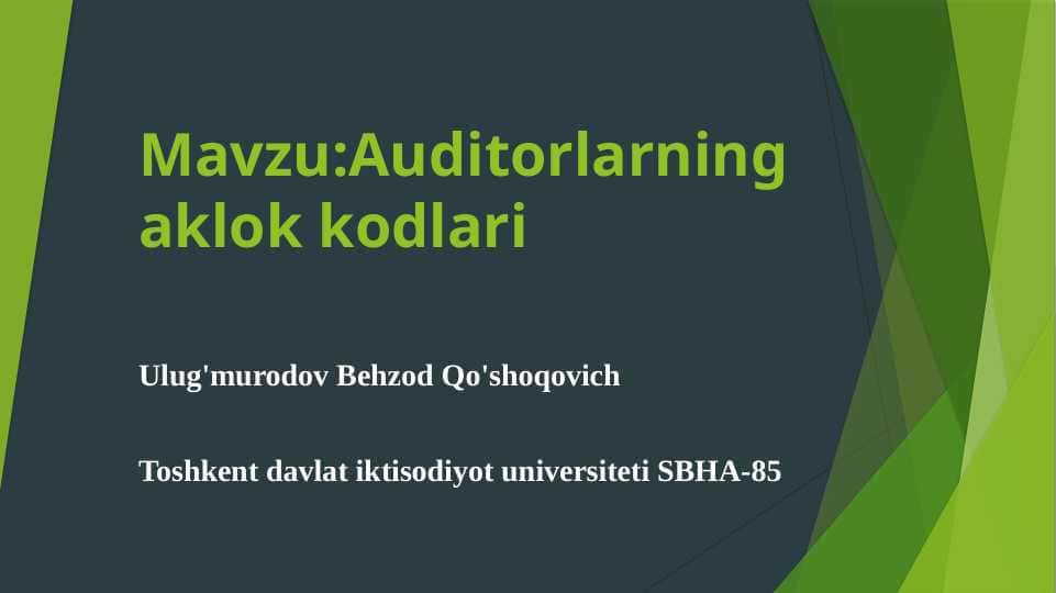 Auditorlarning aklok kodlari 1