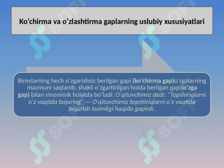 Ko‘chirma va o‘zlashtirma gaplar 2