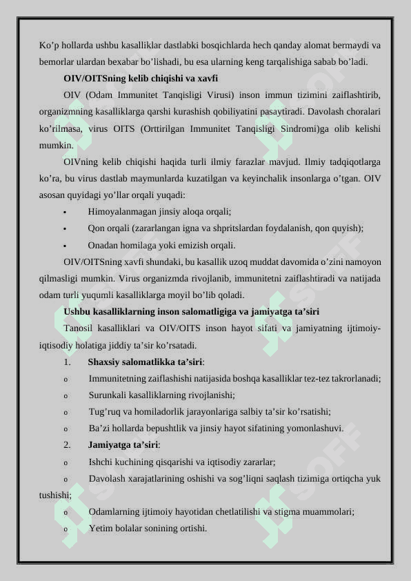 Tanosil yoki OIV kasalligi/OITSni tarqatish jinoyatining nazariy va amaliy tahlili. 6