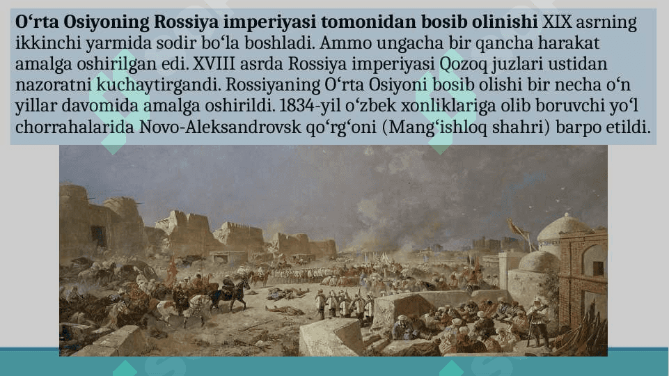 O'RTA OSIYOGA  ROSSIYA IMPERIYASI BOSQINI 2