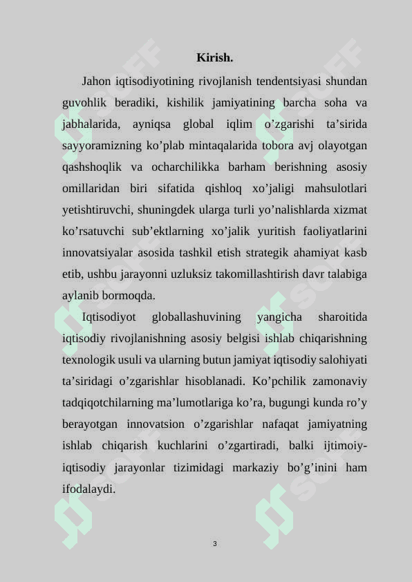 Iqtisodiyotni modernizatsiya qilish sharoitida agrar sohani rivojlantirish yo’llari. 3