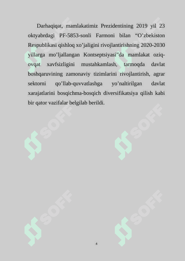 Iqtisodiyotni modernizatsiya qilish sharoitida agrar sohani rivojlantirish yo’llari. 4