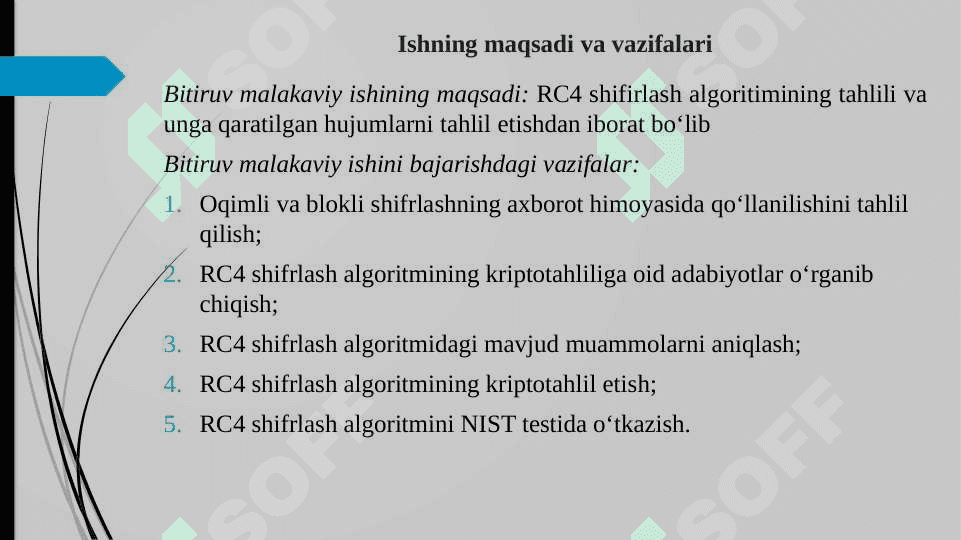 RC4 shifirlash algoritimining kriptotahlili 3