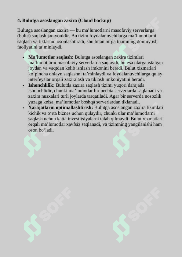 Mavzu: Telekommunikatsiya tizimlarida zaxira rejalarini yaratish. 8