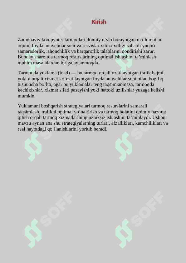 Mavzu: Tarmoqlarda yuklamani boshqarish strategiyalari. 3