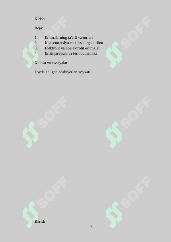 MAVZU: ERITMIALAR VA ULARNING HOSSLALARI. Referat 2