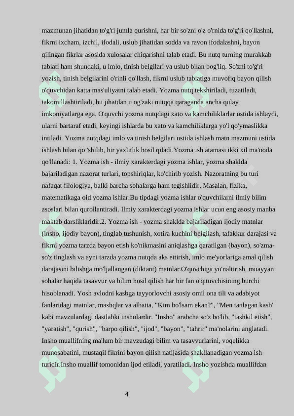 Imloviy jihatdan tahlil koʻrnishidagi yozma ishlarni bajarish 4