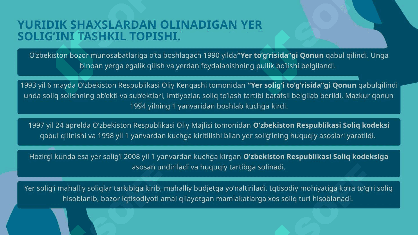 Yuridik shaxslardan olinadigan yer soligʻi 3