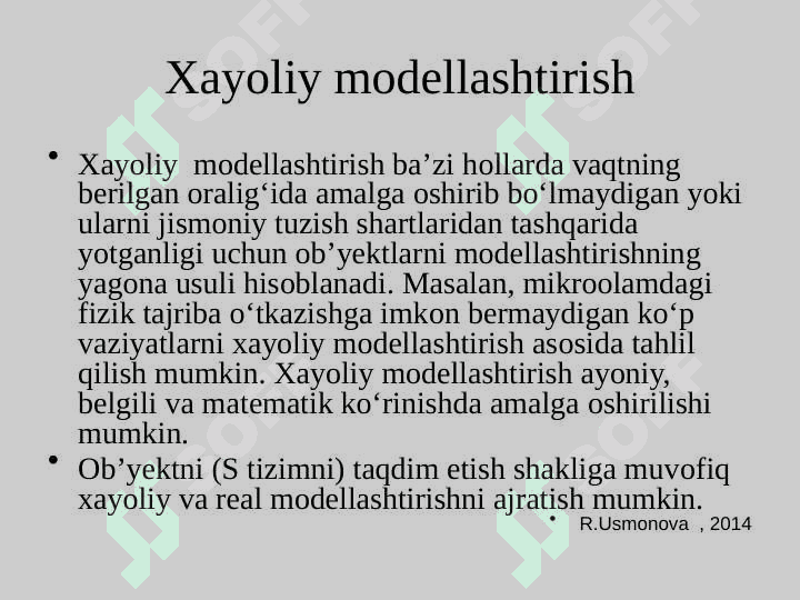 Tizimlarni modellashtirish turlarining klassifikasiyasi 4