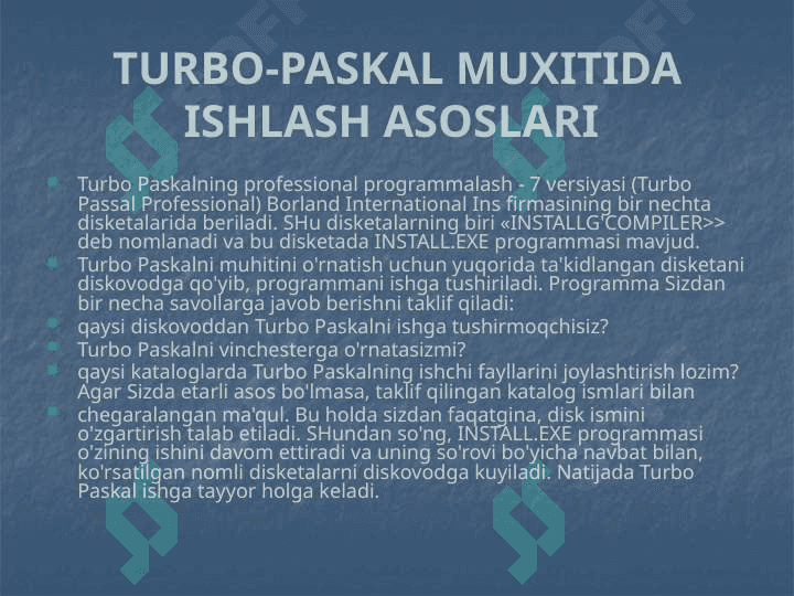 TURBO PASKAL TILIDA O'ZGARUVCHILAR 2