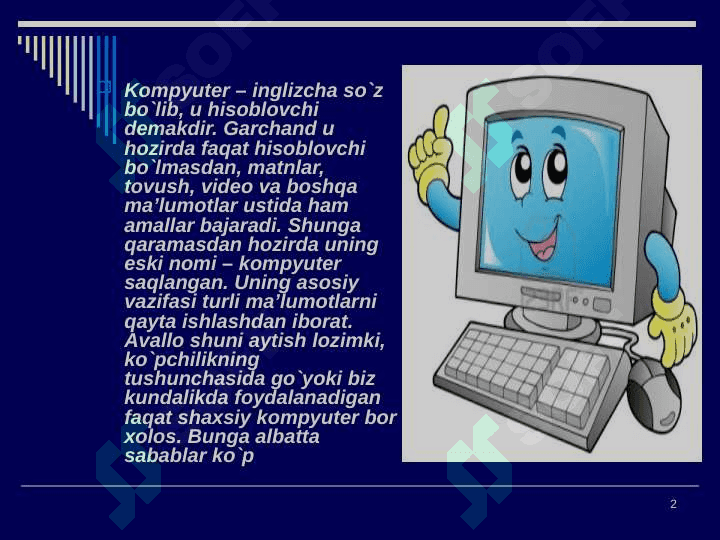 Kompyuter va uning turlari 2