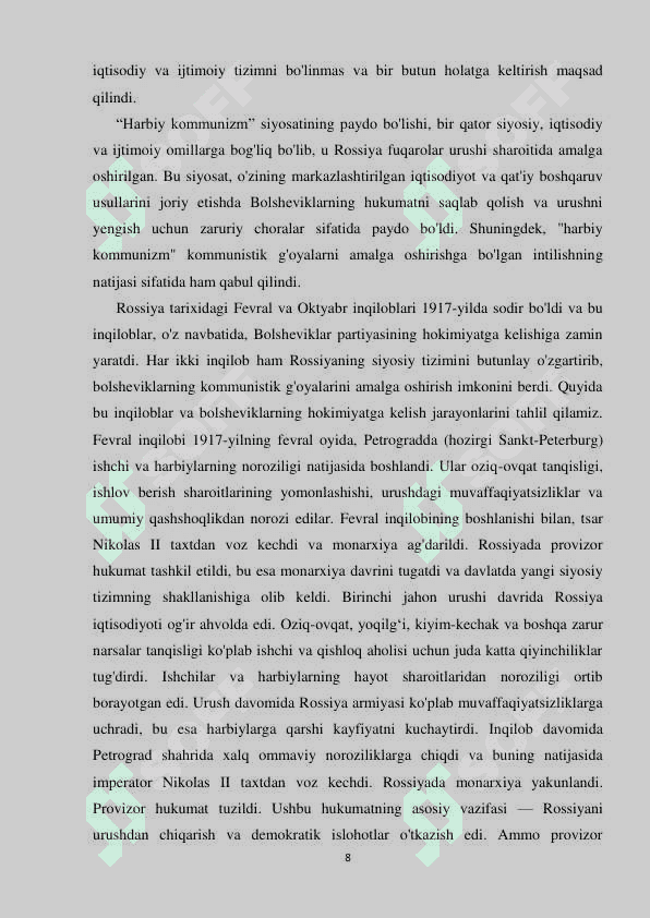 Xalqqa qarshi harbiy komunizm siyosati 8