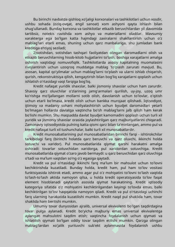 KREDITNING MOHIYATI  VA FUNKSIYALARI. 2