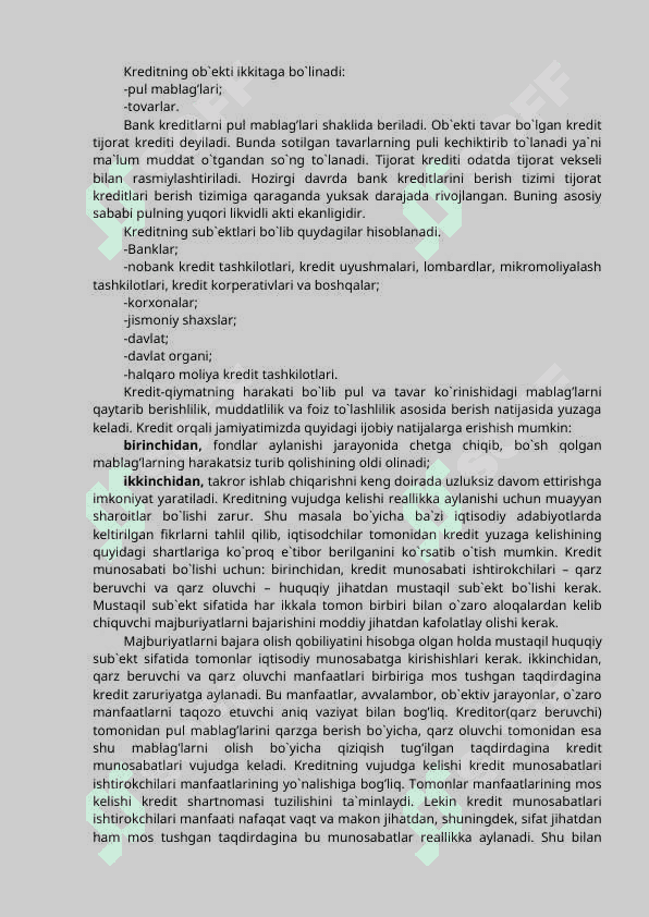 KREDITNING MOHIYATI  VA FUNKSIYALARI. 4