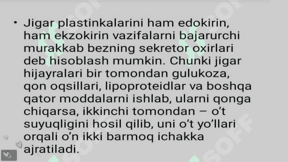 Jigarning regulyator va kompensator hususiyati Jigarning presinusoidal bo'shliqlari hujayralarining morfofunksional xususiyatlari 6