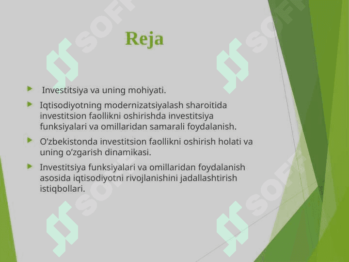 Investsitsiya funksiyasi va omillari. 2