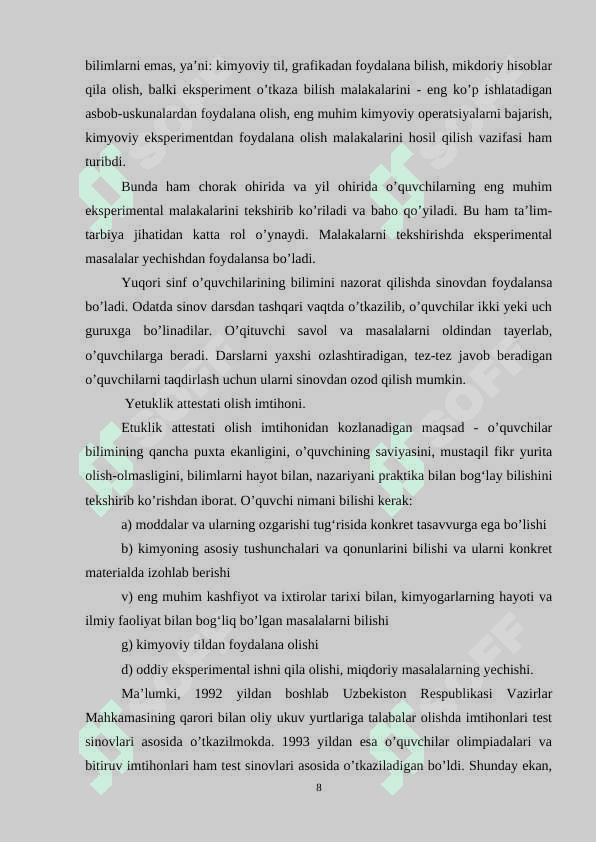 Jismoniy tarbiya darsida o'quv,sinfdan tashqari va maktabdan tashqari ishlari 8