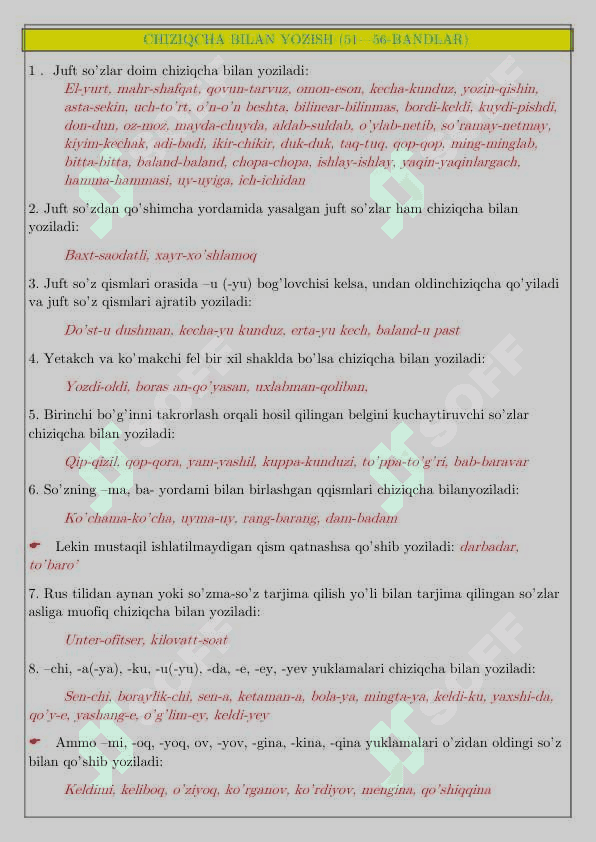 IMLO QOIDALARI. QO‘SHIB YOZISH. CHIZIQCHA BILAN YOZISH. AJRATIB YOZISH. BOSH HARFLAR IMLOSI. 3