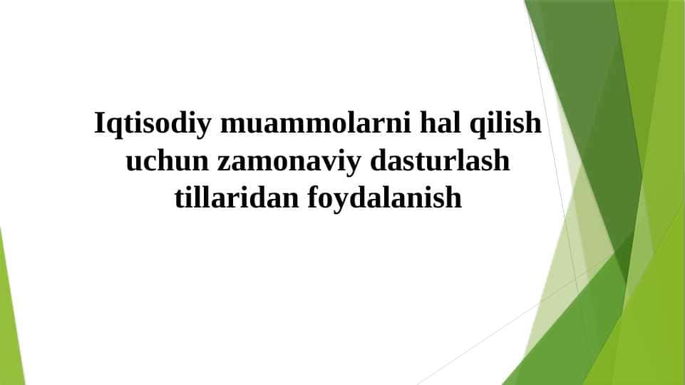 Iqtisodiy muammolarni hal qilish uchun zamonaviy dasturlash tillaridan foydalanish