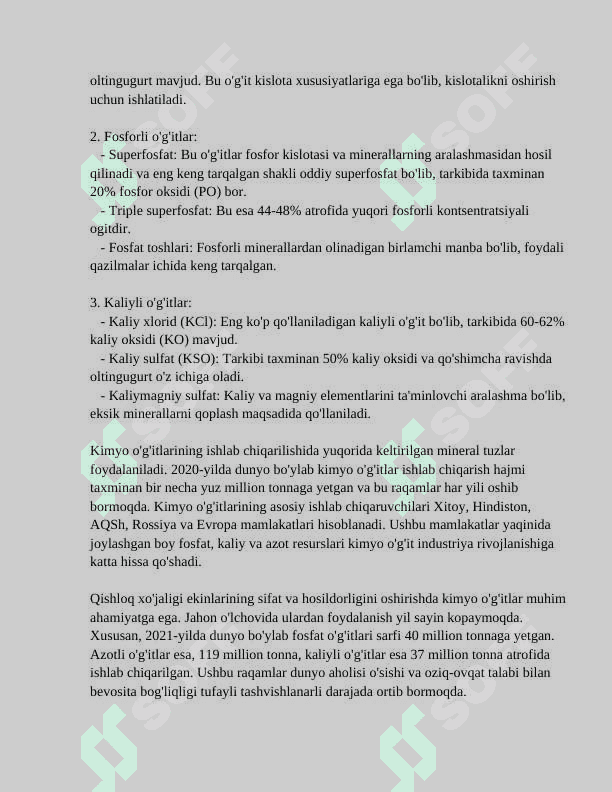 Mineral tuzlarning xalq xo'jaligidagi ahamiyati 4