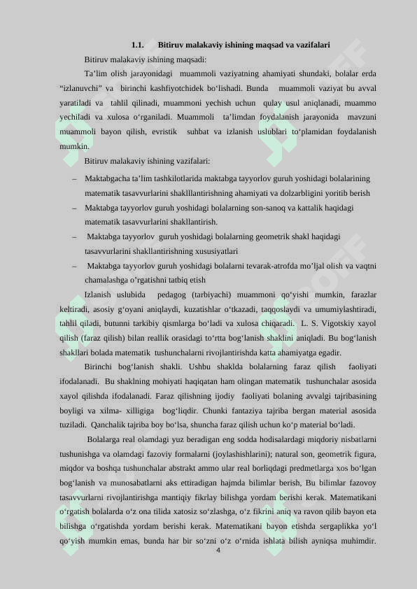 MAKTABGACHA TA’LIM TASHKILOTLARIDA MAKTABGA TAYYORLOV GURUH YOSHIDAGI BOLALARNING MATEMATIK TASAVVURLARINI SHAKLLANTIRISH 4